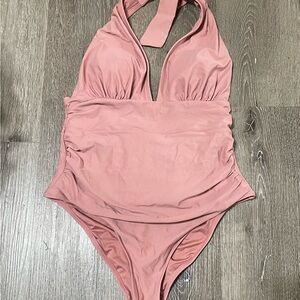 Pink Halter One-Piece Swimsuit